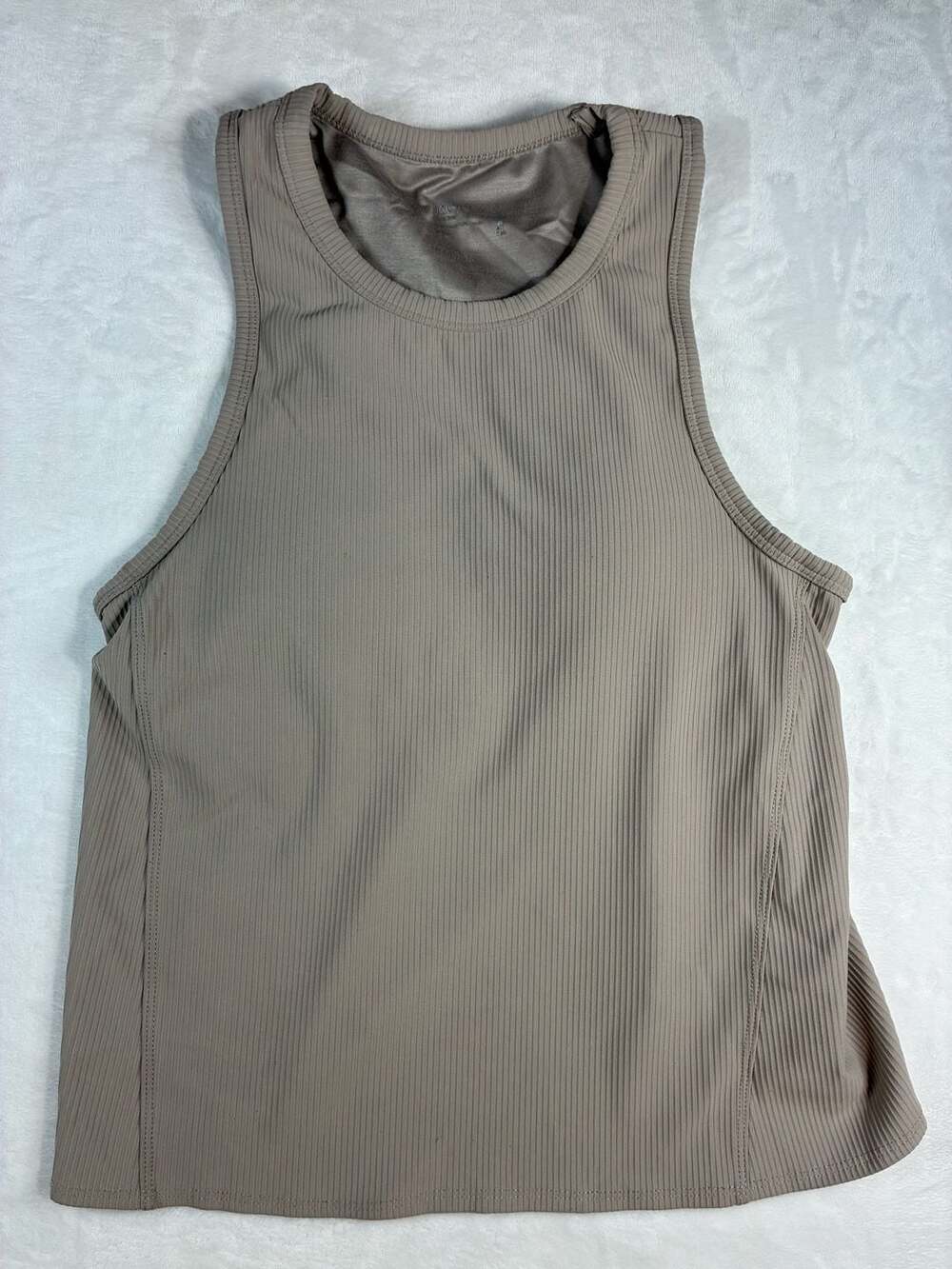 Jockey Ribbed Tank Top Size S Brown Activewear Open Cross Back Sleeveless